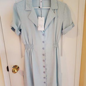 NWT Zara Pale Blue Dress Sz Small